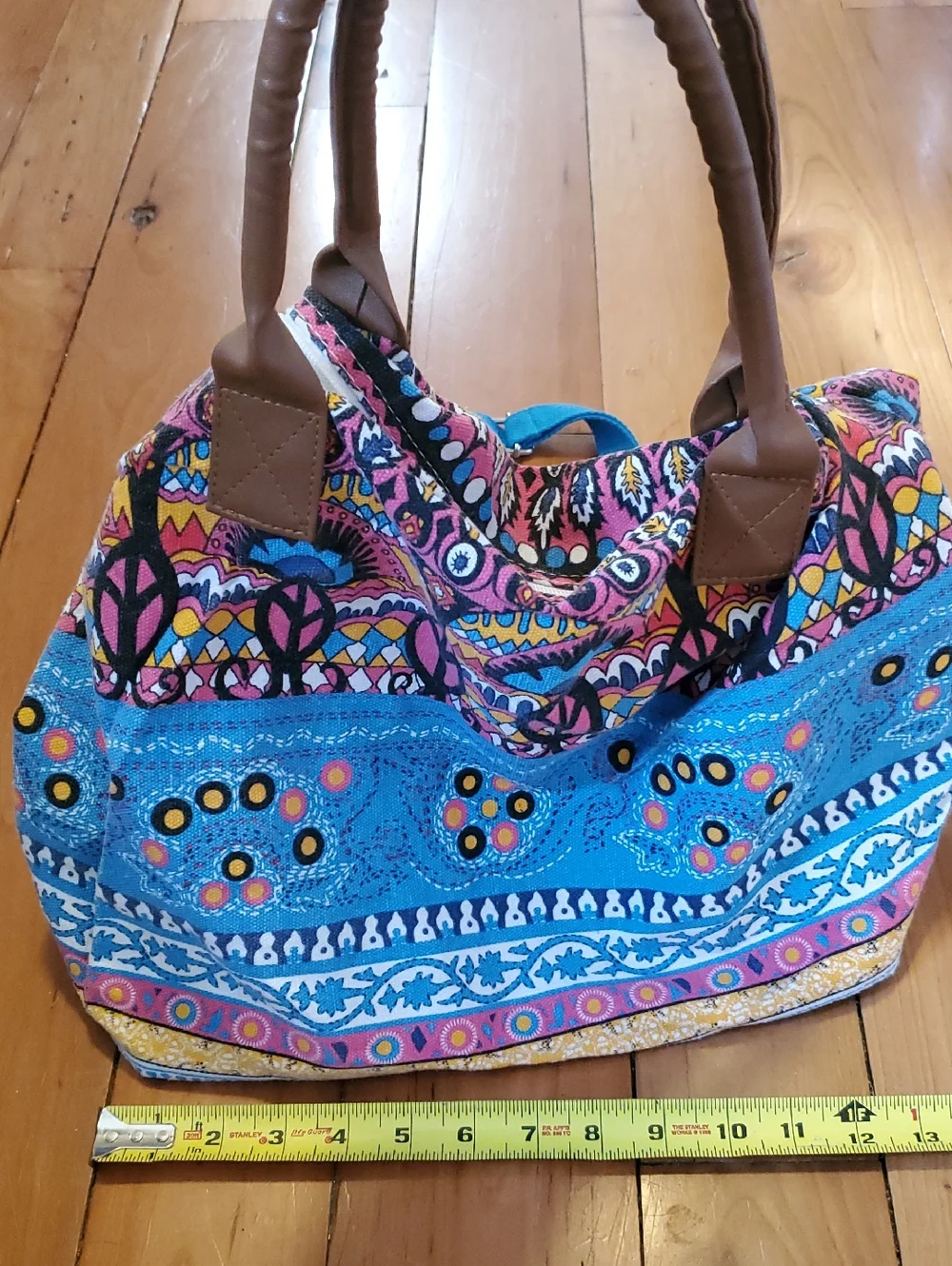 Blue Patterned Boho Shoulder Bag - Unbranded